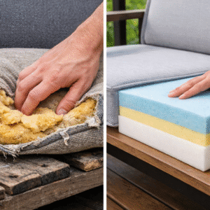 Starý rozpadnutý molitan v sedáku a nový molitan na mieru - porovnanie