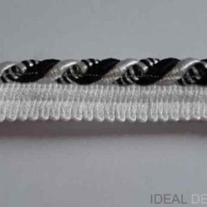 Ozdobné šnúry s výpustkom čierno biela 8mm