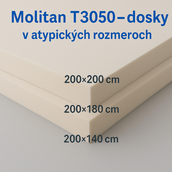 Molitan T3050 dosky v rozmeroch 200×200 cm, 200×180 cm a 200×140 cm – tvrdý molitan na sedáky, matrace a čalúnenie