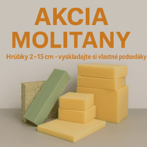 Akcia molitany – rôzne veľkosti a hrúbky 2–15 cm, mix molitanov, studených pien a pojených drtí v akcii